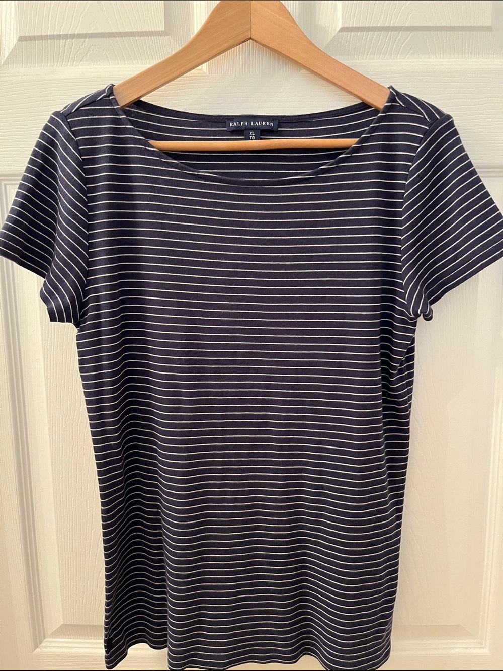 Ralph Lauren Navy and White Slim Fit Striped Women’s Short Sleeve Tee XL